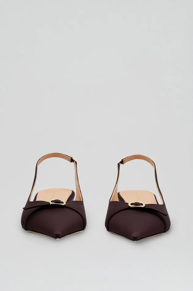 Women Scanlan Theodore Shoes SATIN SLINGBACK 2 Darkmulberry