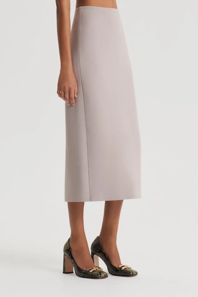 Women Scanlan Theodore Skirts CREPE KNIT PENCIL SKIRT MIDI Oyster