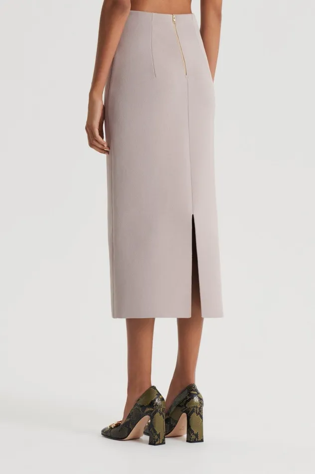 Women Scanlan Theodore Skirts CREPE KNIT PENCIL SKIRT MIDI Oyster