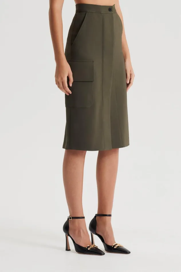 Women Scanlan Theodore Skirts TAILORED PATCH POCKET SKIRT Jungle Women Scanlan Theodore Skirts TAILORED PATCH POCKET SKIRT Jungle