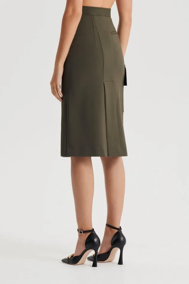 Women Scanlan Theodore Skirts TAILORED PATCH POCKET SKIRT Jungle Women Scanlan Theodore Skirts TAILORED PATCH POCKET SKIRT Jungle