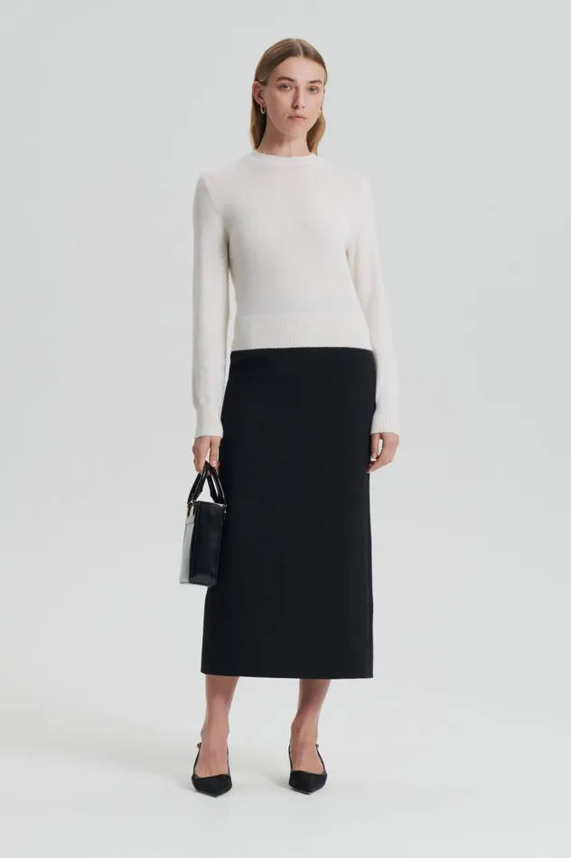 Women Scanlan Theodore Sweaters CASHMERE CREW SWEATER Chalk