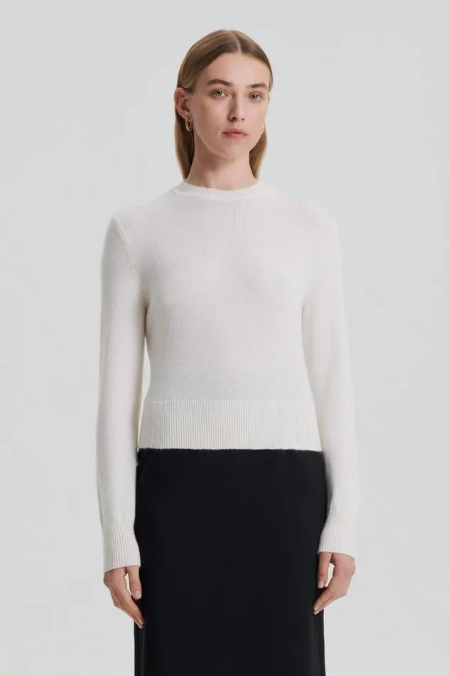 Women Scanlan Theodore Sweaters CASHMERE CREW SWEATER Chalk Women Scanlan Theodore Sweaters CASHMERE CREW SWEATER Chalk