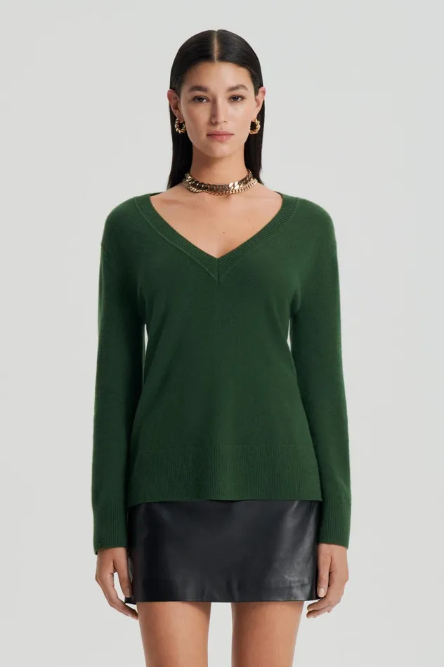 Women Scanlan Theodore Sweaters CASHMERE V Cypress Women Scanlan Theodore Sweaters CASHMERE V Cypress