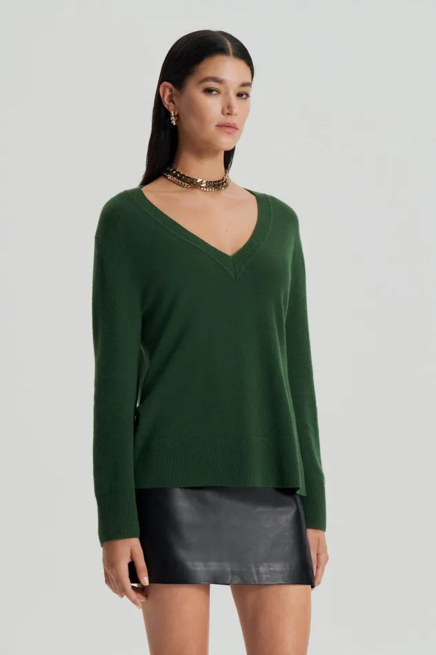Women Scanlan Theodore Sweaters CASHMERE V Cypress Women Scanlan Theodore Sweaters CASHMERE V Cypress