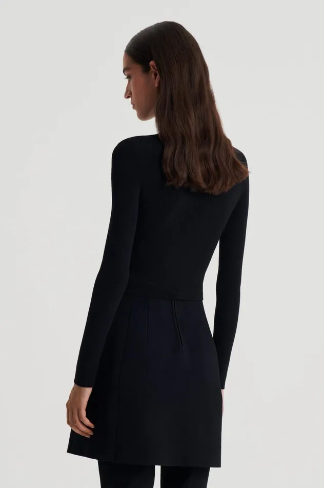 Women Scanlan Theodore Sweaters CREPE KNIT CREW NECK SWEATER Black