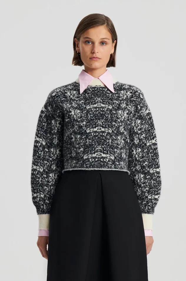Women Scanlan Theodore Sweaters OCELOT COCOON SWEATER Blackcream Women Scanlan Theodore Sweaters OCELOT COCOON SWEATER Blackcream