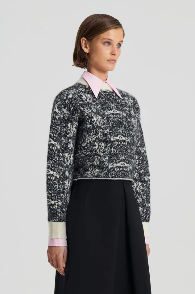 Women Scanlan Theodore Sweaters OCELOT COCOON SWEATER Blackcream Women Scanlan Theodore Sweaters OCELOT COCOON SWEATER Blackcream