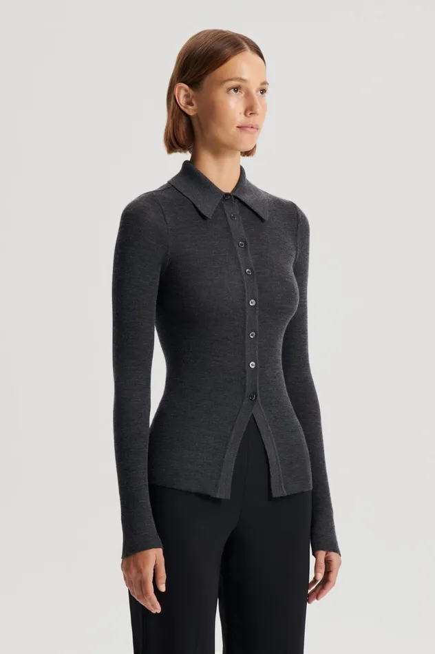 Women Scanlan Theodore Tops BABYWOOL CARDIGAN Charcoal All Women Scanlan Theodore Tops BABYWOOL CARDIGAN Charcoal All