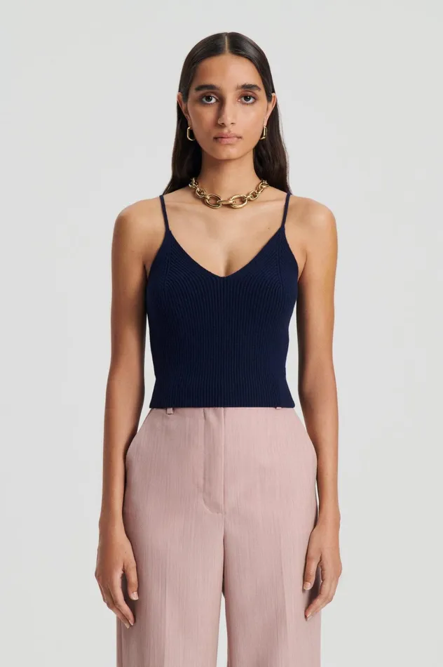 Women Scanlan Theodore Tops CASHMERE CAMISOLE Navy X Women Scanlan Theodore Tops CASHMERE CAMISOLE Navy X