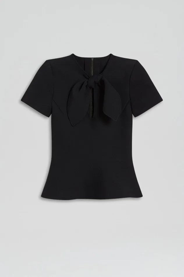Women Scanlan Theodore Tops CREPE KNIT CRAVAT TOP Black Women Scanlan Theodore Tops CREPE KNIT CRAVAT TOP Black