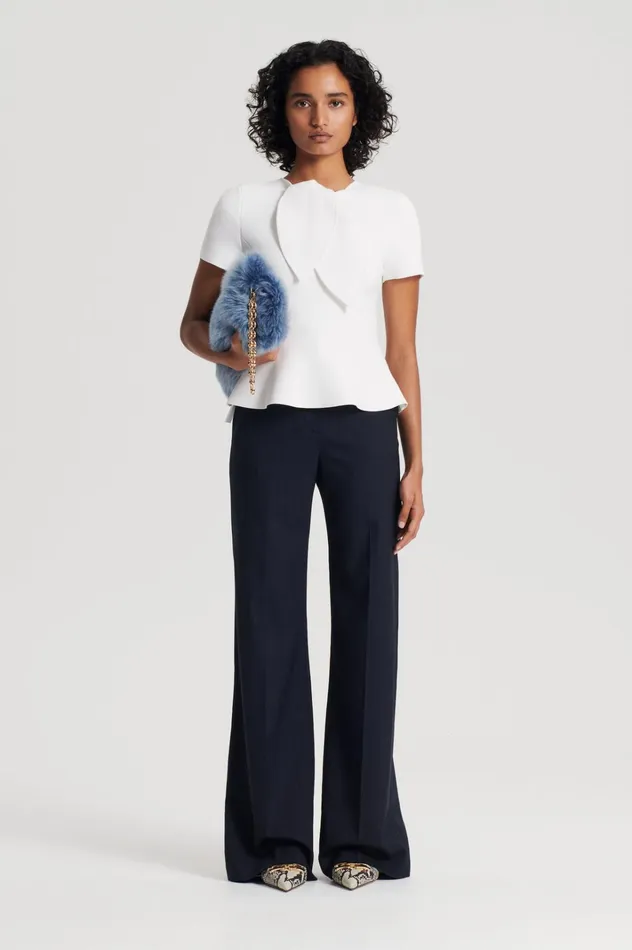 Women Scanlan Theodore Tops CREPE KNIT CRAVAT TOP Cream