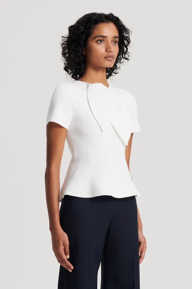 Women Scanlan Theodore Tops CREPE KNIT CRAVAT TOP Cream Women Scanlan Theodore Tops CREPE KNIT CRAVAT TOP Cream