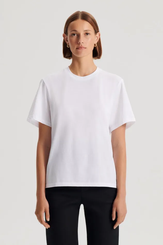 Women Scanlan Theodore Tops MERCERISED LOOSE FIT TSHIRT White Women Scanlan Theodore Tops MERCERISED LOOSE FIT TSHIRT White