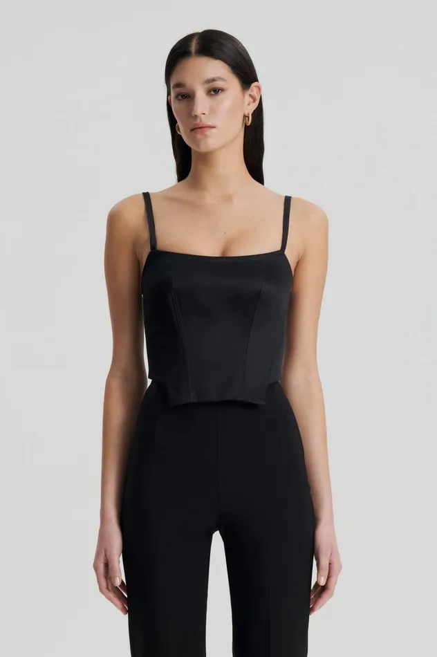 Women Scanlan Theodore Tops SATIN BUSTIER Black Women Scanlan Theodore Tops SATIN BUSTIER Black