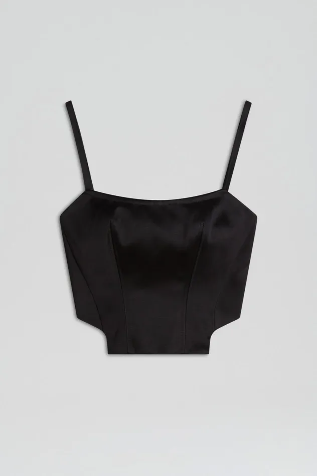 Women Scanlan Theodore Tops SATIN BUSTIER Black Women Scanlan Theodore Tops SATIN BUSTIER Black