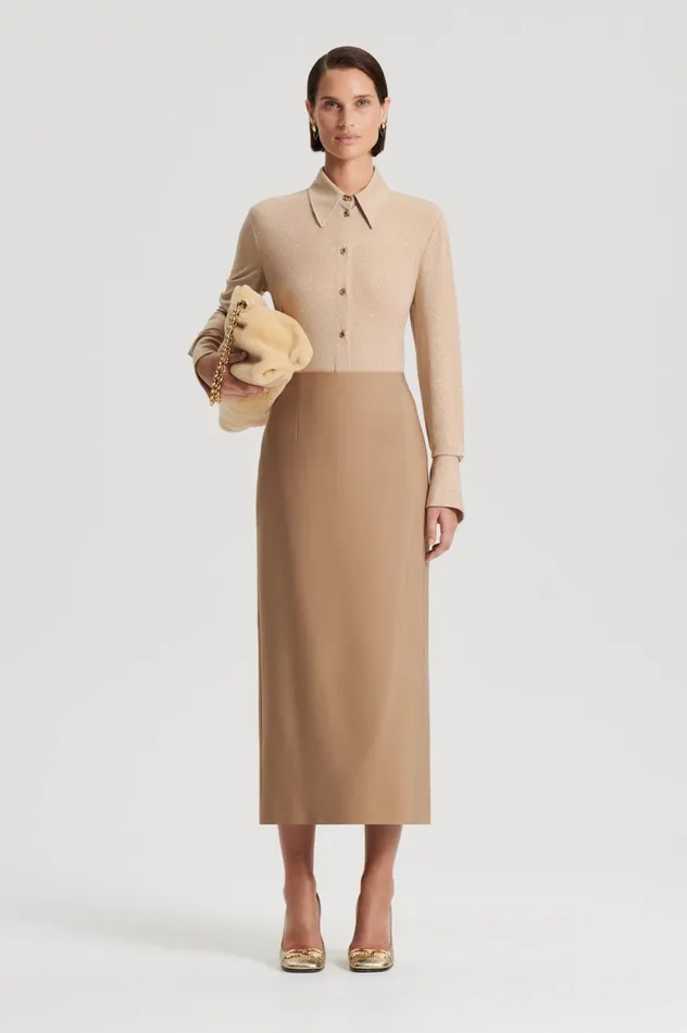 Women Scanlan Theodore Tops TINSEL SHIRT Champagne