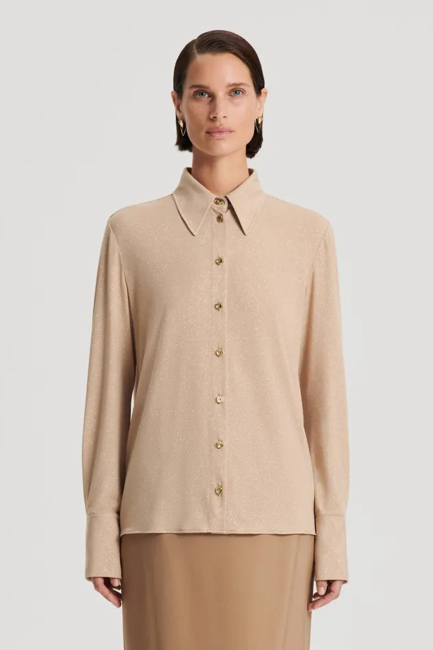 Women Scanlan Theodore Tops TINSEL SHIRT Champagne