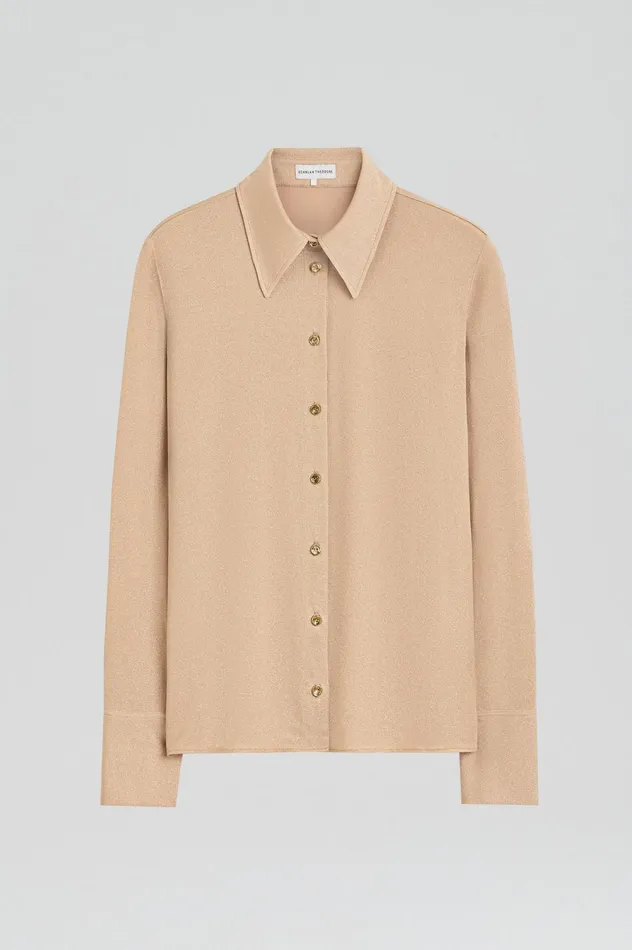 Women Scanlan Theodore Tops TINSEL SHIRT Champagne