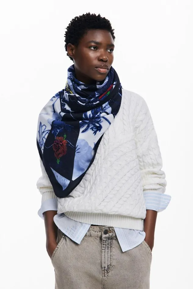 Women Scarves And Scarf Desigual Denim Floral Scarf