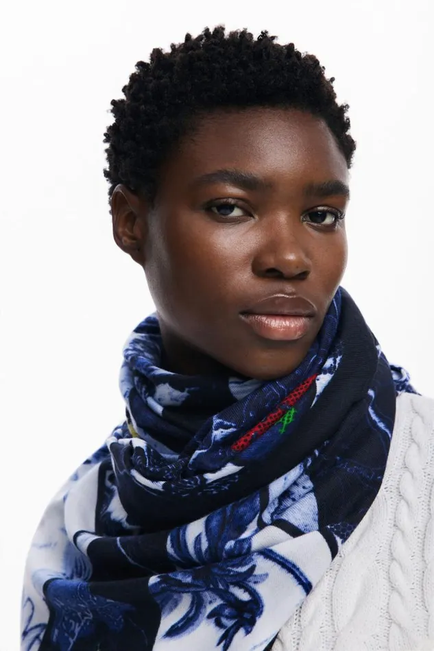 Women Scarves And Scarf Desigual Denim Floral Scarf