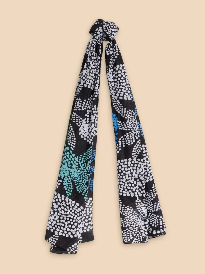 Women SCARVES White Stuff Organic Cotton Versatile Scarf Black Multi Women SCARVES White Stuff Organic Cotton Versatile Scarf Black Multi