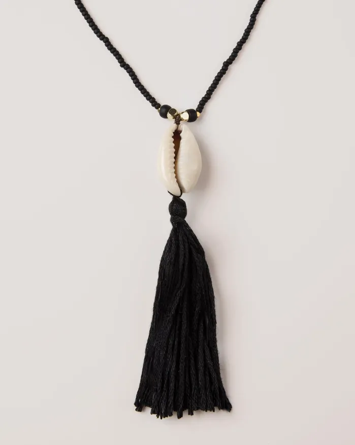 Women Shell Tassle Necklace Black YMC Jewellery