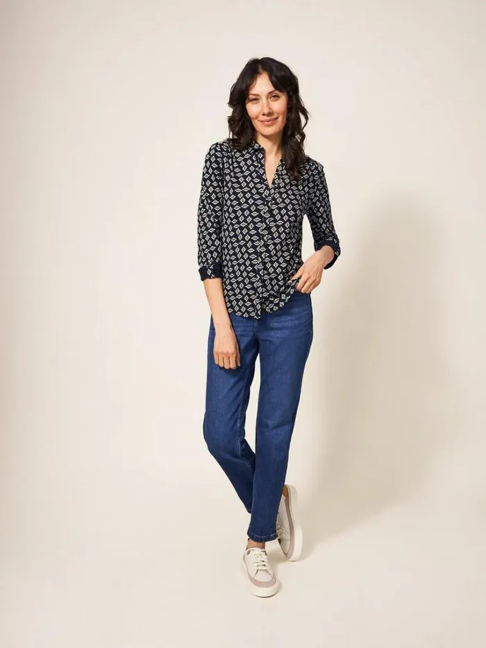 Women SHIRTS and BLOUSES White Stuff Annie Cotton Jersey Shirt Black Print