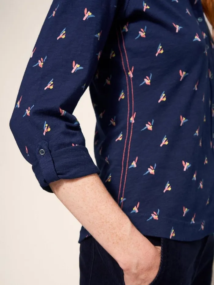 Women SHIRTS and BLOUSES White Stuff Annie Cotton Jersey Shirt Navy Print Women SHIRTS and BLOUSES White Stuff Annie Cotton Jersey Shirt Navy Print