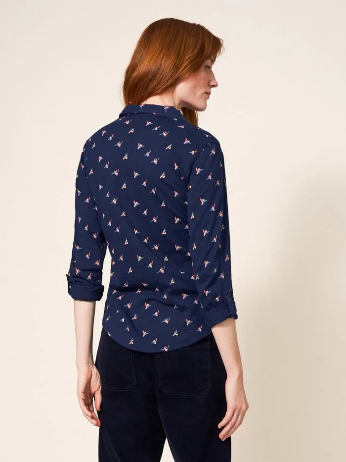 Women SHIRTS and BLOUSES White Stuff Annie Cotton Jersey Shirt Navy Print Women SHIRTS and BLOUSES White Stuff Annie Cotton Jersey Shirt Navy Print