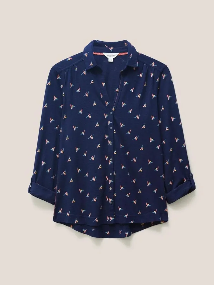 Women SHIRTS and BLOUSES White Stuff Annie Cotton Jersey Shirt Navy Print Women SHIRTS and BLOUSES White Stuff Annie Cotton Jersey Shirt Navy Print