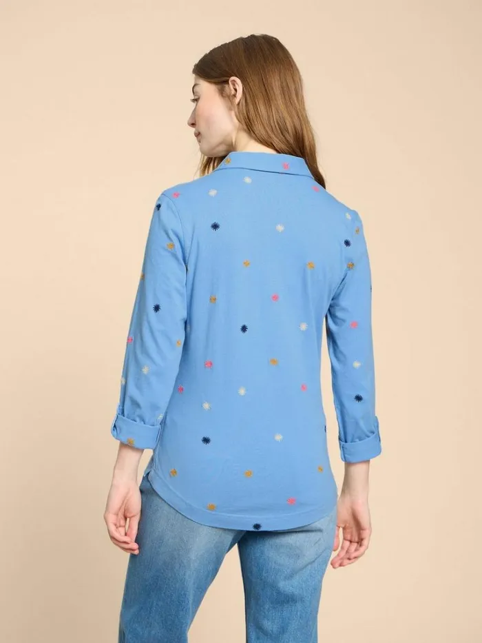Women SHIRTS and BLOUSES White Stuff ANNIE JERSEY EMBROIDERED SHIRT Blue Multi Women SHIRTS and BLOUSES White Stuff ANNIE JERSEY EMBROIDERED SHIRT Blue Multi
