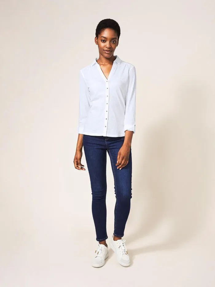 Women SHIRTS and BLOUSES White Stuff Annie Jersey Shirt Brilliant White Women SHIRTS and BLOUSES White Stuff Annie Jersey Shirt Brilliant White