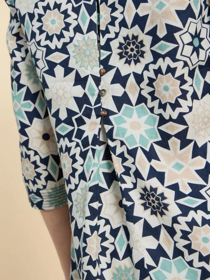Women SHIRTS and BLOUSES White Stuff Blaire Linen Tunic Navy Print Women SHIRTS and BLOUSES White Stuff Blaire Linen Tunic Navy Print