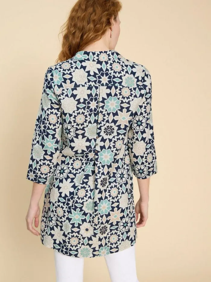 Women SHIRTS and BLOUSES White Stuff Blaire Linen Tunic Navy Print Women SHIRTS and BLOUSES White Stuff Blaire Linen Tunic Navy Print