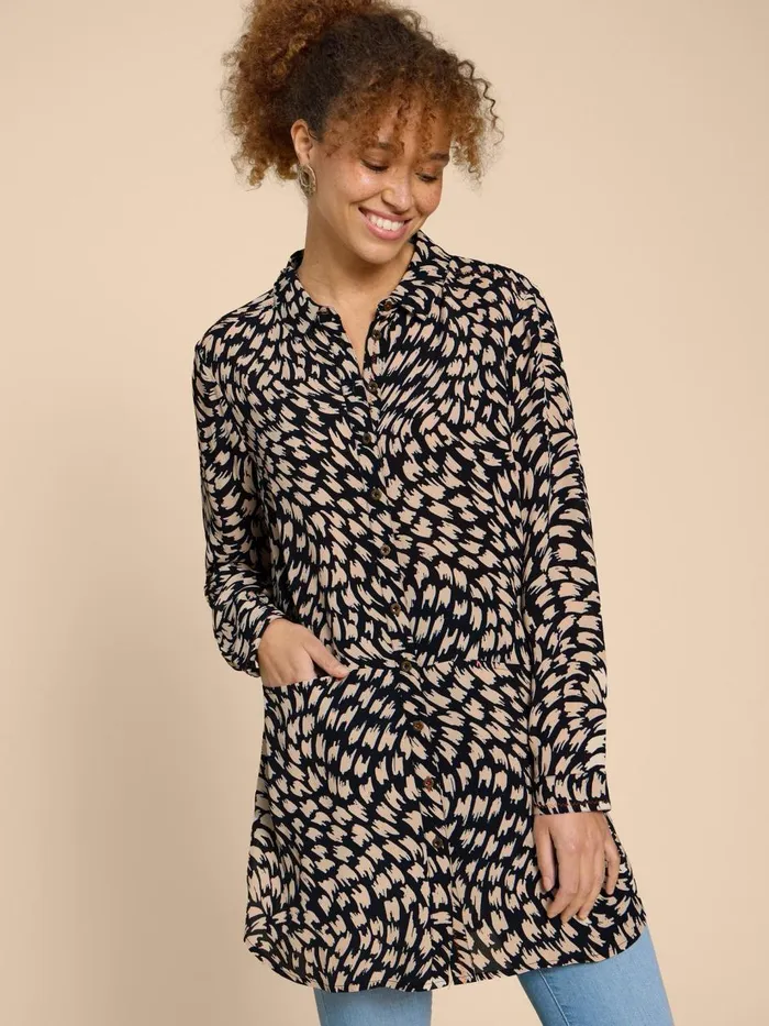 Women SHIRTS and BLOUSES White Stuff Danika Printed Tunic Black Multi Women SHIRTS and BLOUSES White Stuff Danika Printed Tunic Black Multi