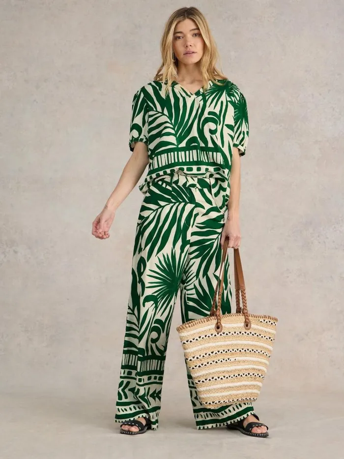 Women SHIRTS and BLOUSES White Stuff Elisa Eco Vero Top Green Print
