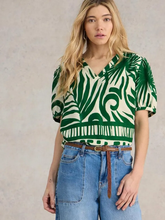 Women SHIRTS and BLOUSES White Stuff Elisa Eco Vero Top Green Print Women SHIRTS and BLOUSES White Stuff Elisa Eco Vero Top Green Print