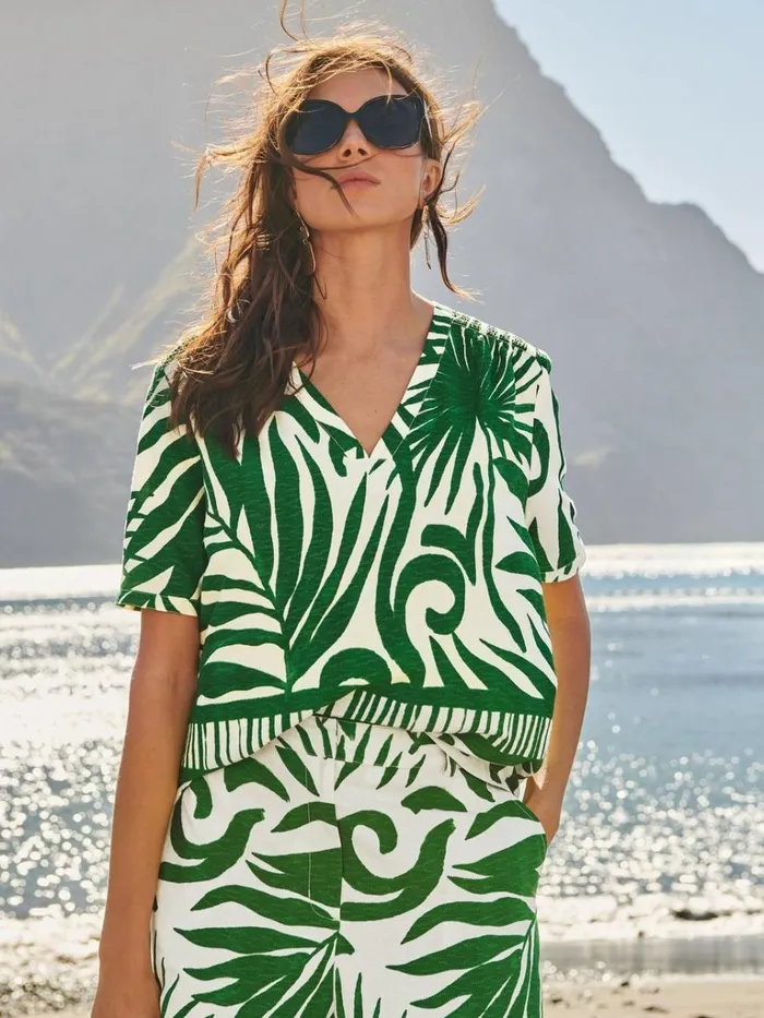 Women SHIRTS and BLOUSES White Stuff Elisa Eco Vero Top Green Print Women SHIRTS and BLOUSES White Stuff Elisa Eco Vero Top Green Print