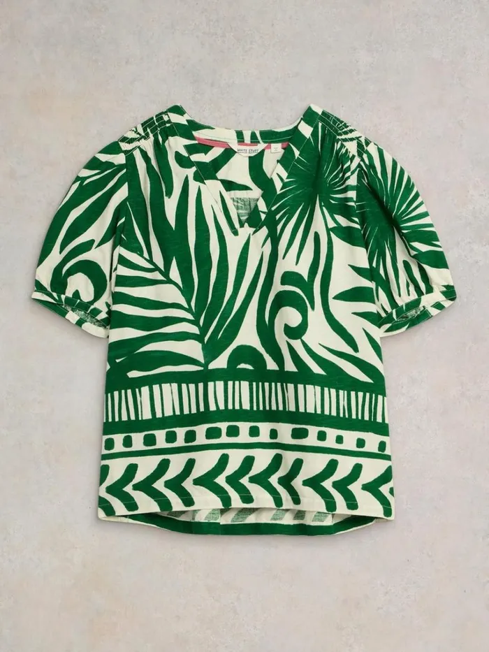 Women SHIRTS and BLOUSES White Stuff Elisa Eco Vero Top Green Print Women SHIRTS and BLOUSES White Stuff Elisa Eco Vero Top Green Print