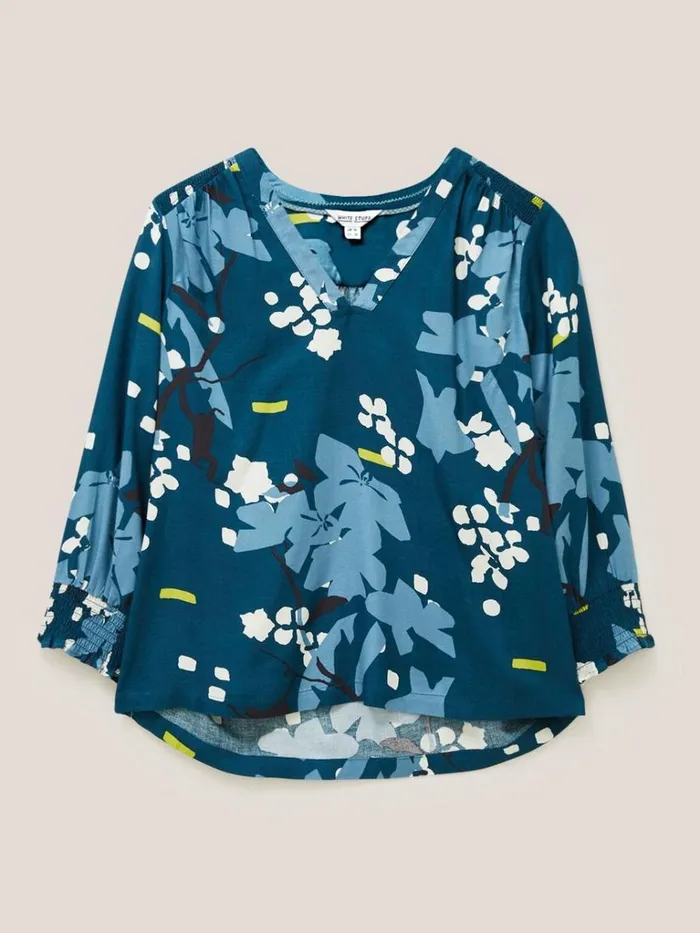 Women SHIRTS and BLOUSES White Stuff Elisa Eco Vero V Neck Top Teal Multi Women SHIRTS and BLOUSES White Stuff Elisa Eco Vero V Neck Top Teal Multi
