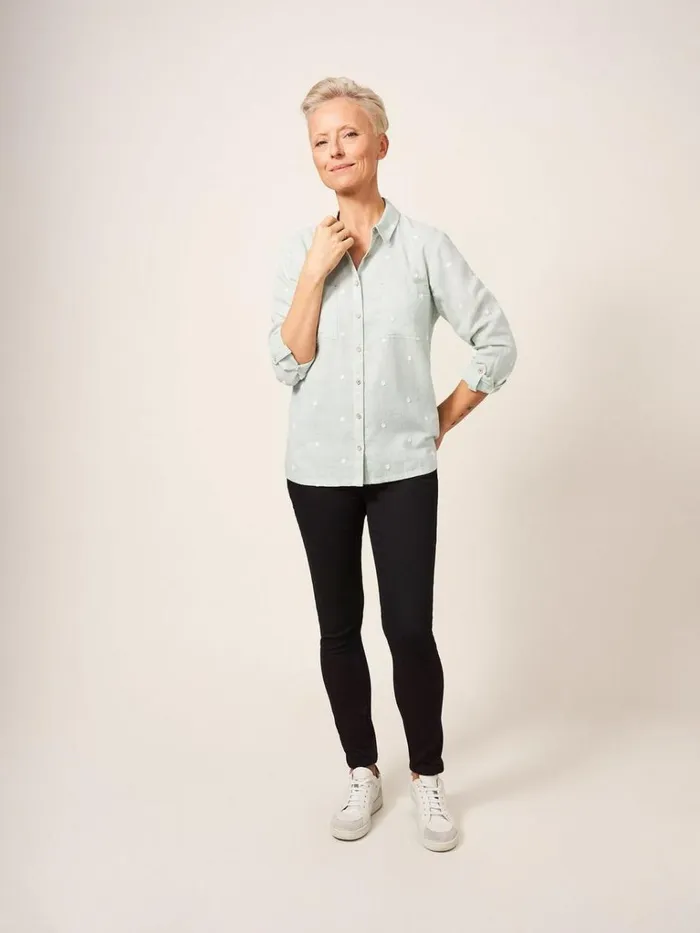 Women SHIRTS and BLOUSES White Stuff Emilia Organic Cotton Long Sleeve Shirt Green Multi