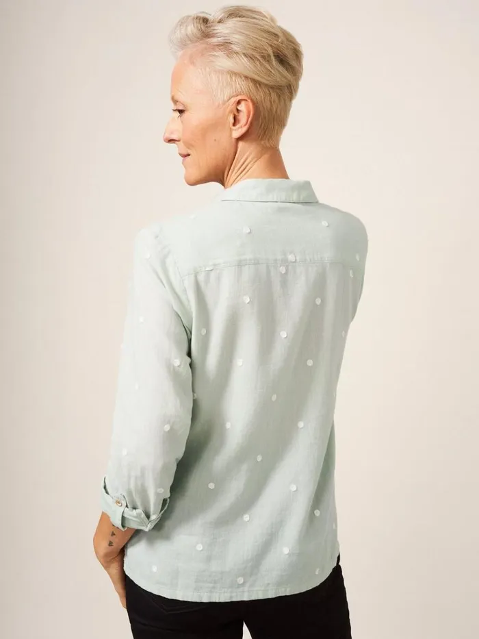 Women SHIRTS and BLOUSES White Stuff Emilia Organic Cotton Long Sleeve Shirt Green Multi