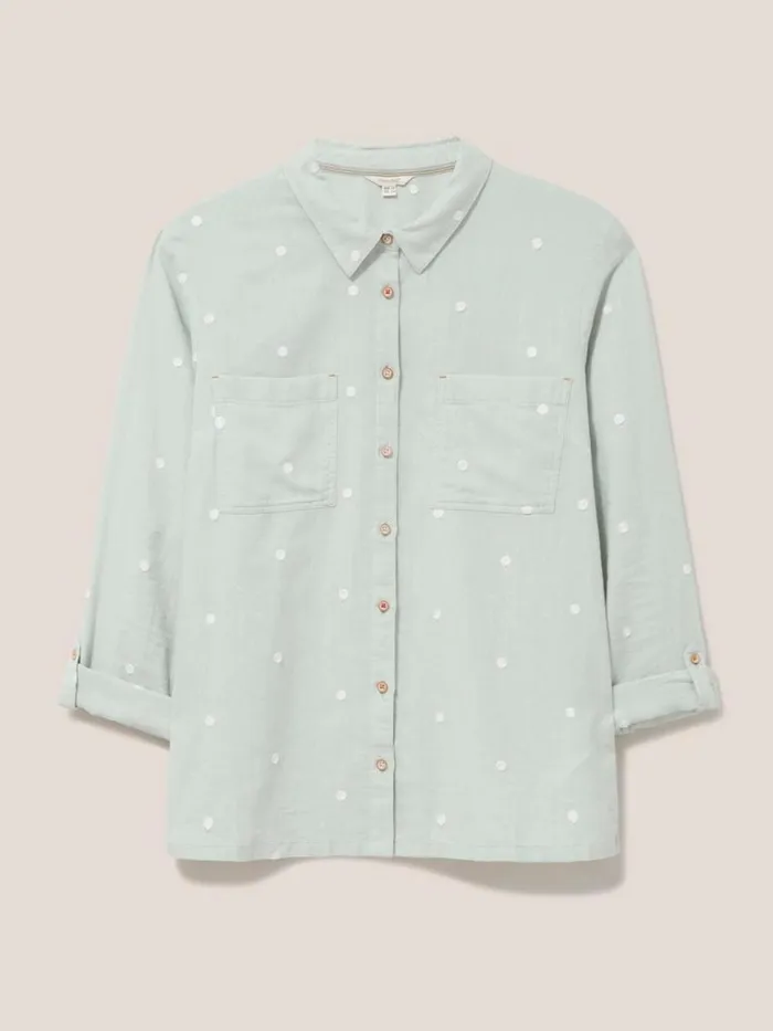 Women SHIRTS and BLOUSES White Stuff Emilia Organic Cotton Long Sleeve Shirt Green Multi