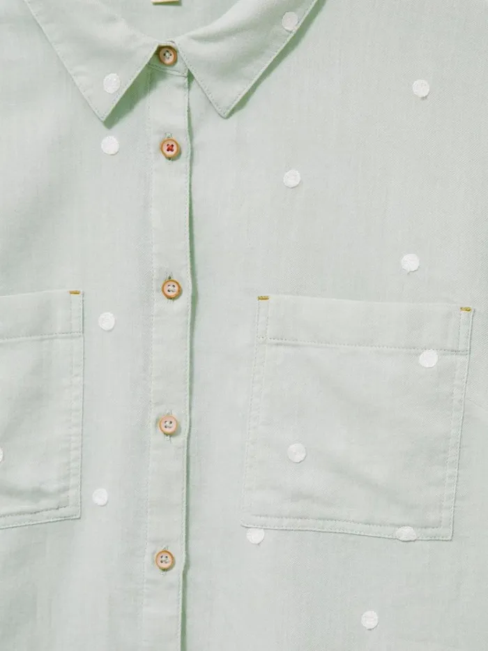 Women SHIRTS and BLOUSES White Stuff Emilia Organic Cotton Long Sleeve Shirt Green Multi