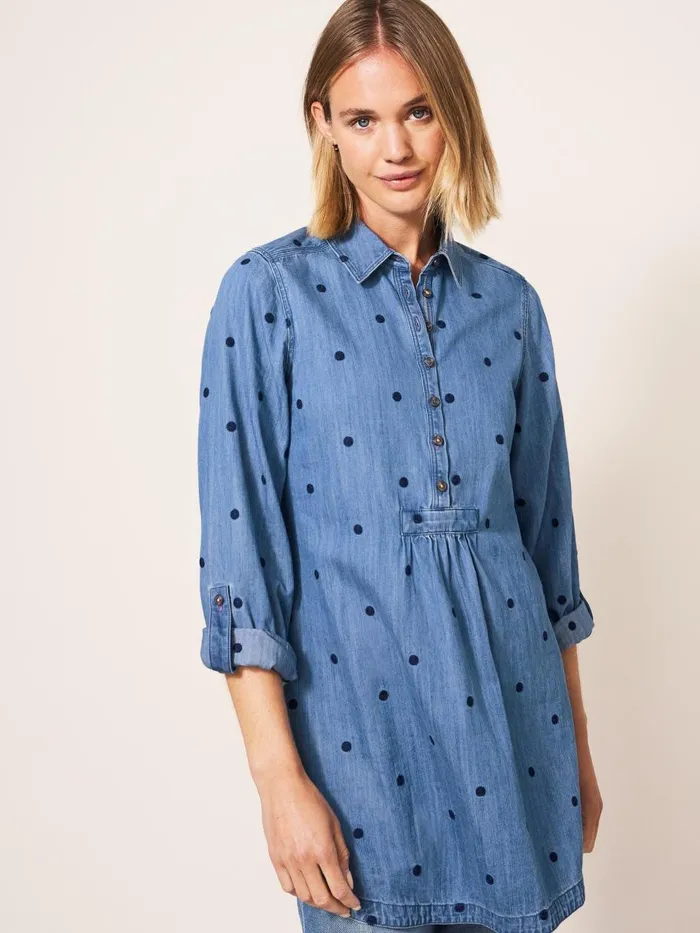 Women SHIRTS and BLOUSES White Stuff Eva Embroidered Denim Tunic Mid Denim Women SHIRTS and BLOUSES White Stuff Eva Embroidered Denim Tunic Mid Denim