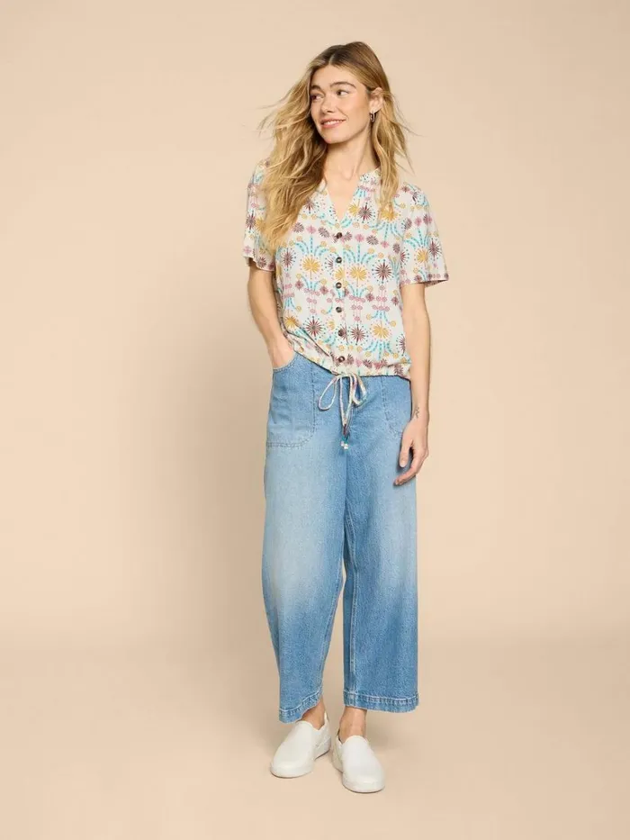 Women SHIRTS and BLOUSES White Stuff Ferne Linen Blend Shirt Natural Print