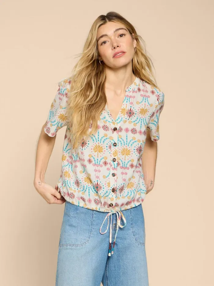 Women SHIRTS and BLOUSES White Stuff Ferne Linen Blend Shirt Natural Print