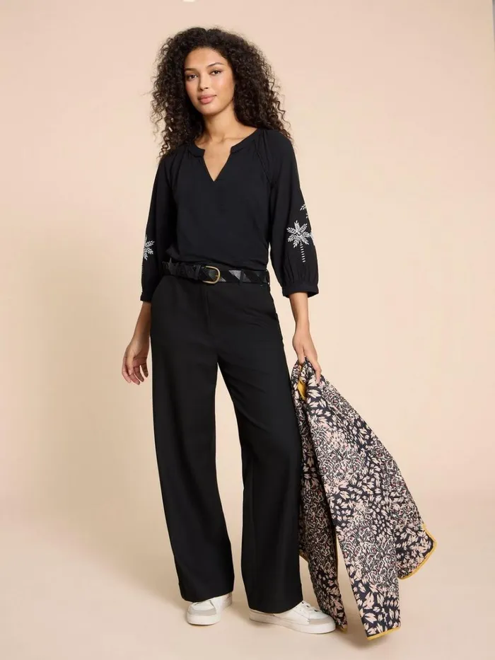 Women SHIRTS and BLOUSES White Stuff MILLIE MIX EMBROIDERED TOP Black Multi