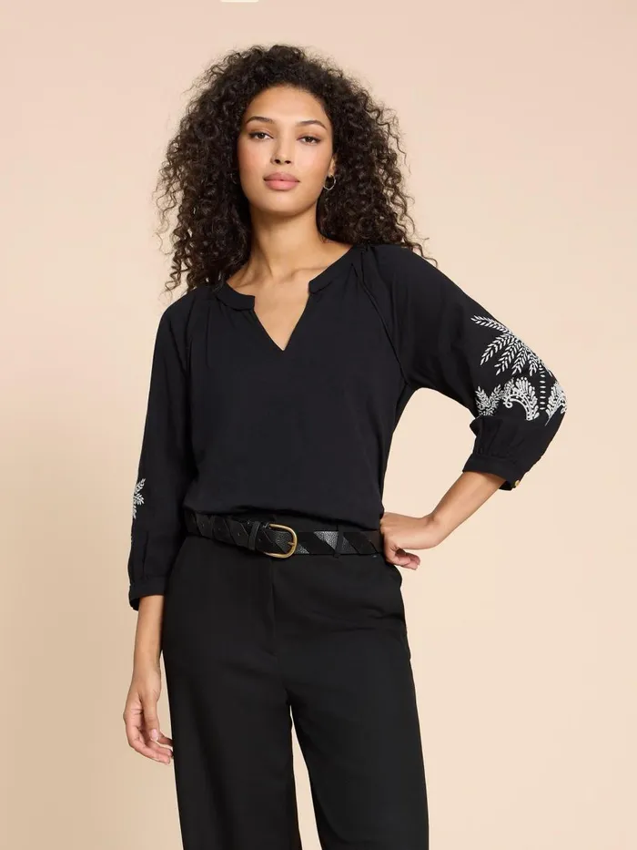 Women SHIRTS and BLOUSES White Stuff MILLIE MIX EMBROIDERED TOP Black Multi Women SHIRTS and BLOUSES White Stuff MILLIE MIX EMBROIDERED TOP Black Multi